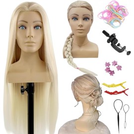 Ombre Blonde Hair Mannequin Head for Braiding Cosmetology Training Head for Hair Styling Mannequin Head with Shoulders and Hair (Ombre Blonde)