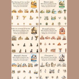 Arpaper Vintage Scrapbooking Stickers Accessories 90 Pieces, Pyramid Stickers Decorative Aesthetic Stickers Journaling Accessories for Scrapbooking Notebooks Creative Decoration (Vintage Stickers)