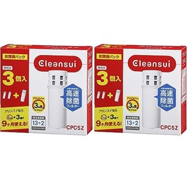 Mitsubishi Chemical Clinsui Krinsui Water Purifier, Pot Type, Cartridge Total of 3 Cartridges [Replacement Cartridge CPC5Z] Set of 2