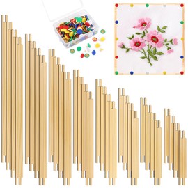 16 Sets Needlepoint Stretcher Bars with 100 Tacks, 8 Sizes 32 PCS Wooden Canvas Splicing Stretcher Bars for Needlework Embroidery Stitch Frame Set