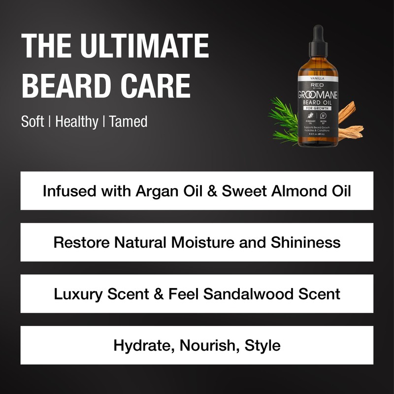 Red by Kiss Groomane Beard Oil, Rosemary Oil & Biotin,