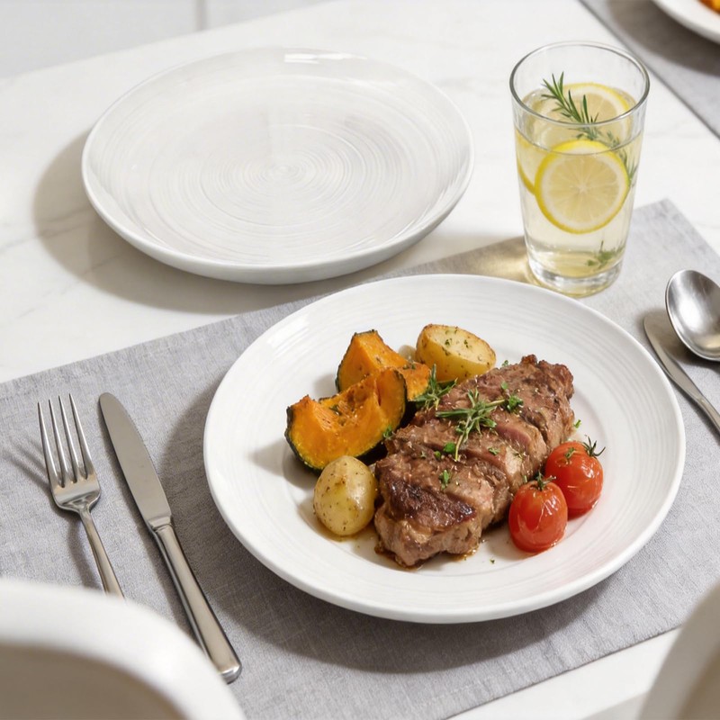 Yachi Ceramic 10 1/4 Inch White Dinner Plates Set of