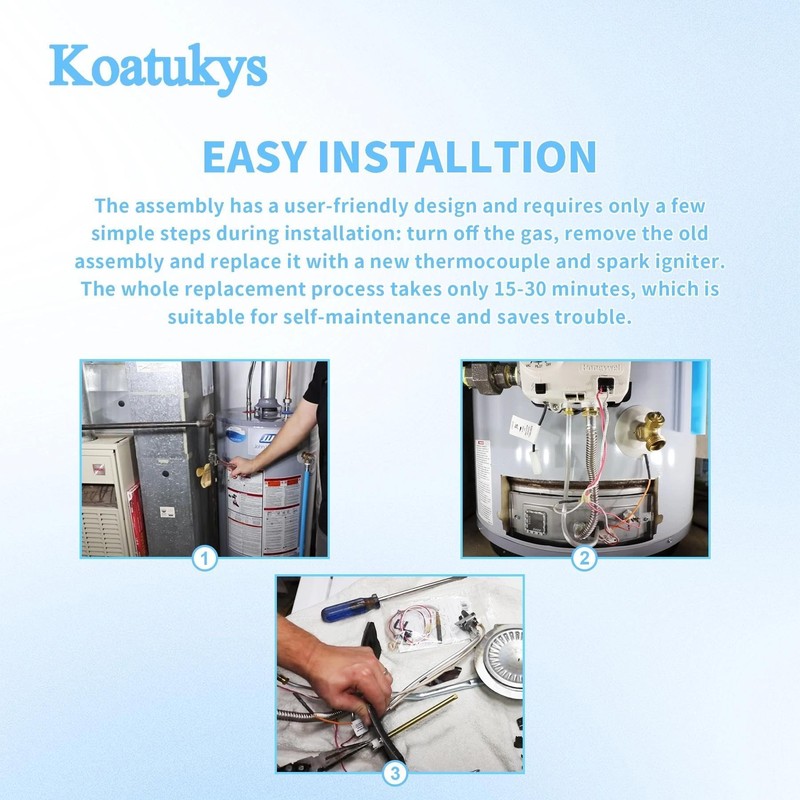 Koatukys 100112330 Water Heater Pilot Assembly Replace for 9007876 9007877