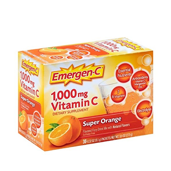 Emergen-C Super Orange, 30-count, 1000MG (2 Pack)