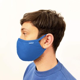Maskari Royal Blue Reusable Face Mask | Face Masks Washable UK | 3 Layer Mens Face Mask | HeiQ Viroblock | Breathable Face Mask | Sporty | Advanced 1 Pack, Large