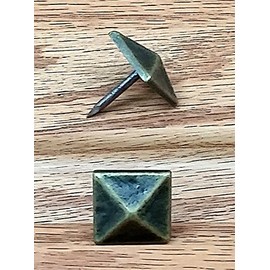 10 Pack of Clavos, Pyramid Shape, 3/4" x 3/4" (Antique Brass)