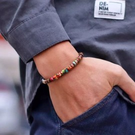 Imperial Jasper Wood 6mm Vintage Beads Healing Reiki Women's Men's Bracelet Gift