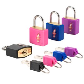DUALCROWN 4 Pack Mini Locks with Key,Luggage Lock TSA Approved, TSA Approved Suitcase Lock for Luggage, Suitcase, Carry On, Backpack, Laptop Bag or Purse,4 Pack Family Set.