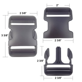 DBOO Extra Thick 2" Wide 4 Pack Dual Adjustable Quick Side Release Buckles Clips Snaps No Sewing Heavy Duty Plastic for Nylon Strap Webbing Boat Cover Backpack Fanny Pack