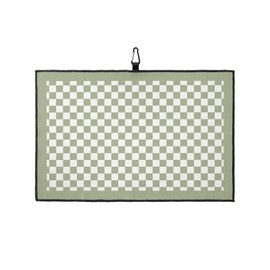 Golf Towels, Checkerboard Sage Green Checkered Spring Durable Microfiber Waffle Materials Absorbent Golf Accessories with Handy Clip for Women, Men, 24x16 Inch