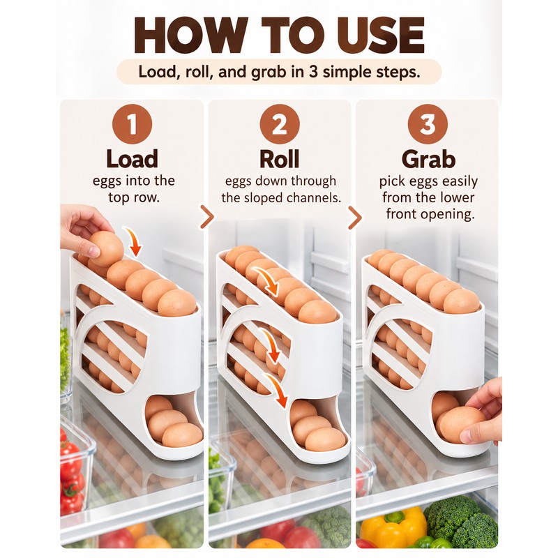 3 Tier Refrigerator Egg Storage Organizer – 28–30 Egg Capacity