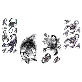 4 Sheets of Scorpion Tattoos Men's Tattoos Arm Tattoos Fake Tattoos Scorpion 4