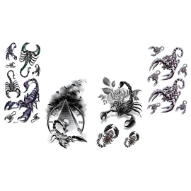 4 Sheets of Scorpion Tattoos Men's Tattoos Arm Tattoos Fake Tattoos Scorpion 4
