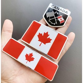 4pcs Metal Canada Canadian CA Flag Emblem Decal Stickers,Canadian National Flags Decal Patriotic Badges for Cars Trucks SUV Bumper Window Fender