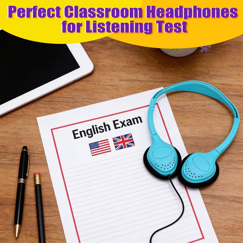 Yunsailing 30 Pack Over Ear Wired Headphones Bulk for School