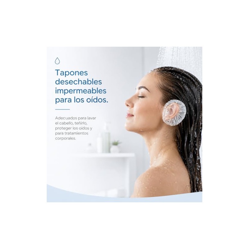 100 Protectores Auditivos Desechables para Teñir el Cabello, Ducha, Baño