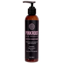 Pink Root Hair Products Leave-in Conditioner for Curly, Wavy, and Kinky Hair - with Sweet Almond Oil and Keratin Protein, 8oz