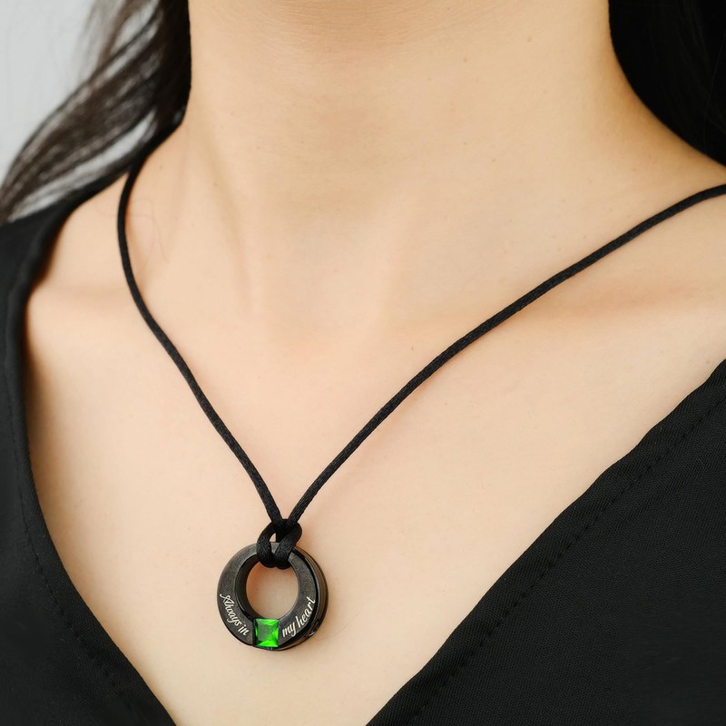 YOUFENG Birthstones Urn Necklaces for Ashes Round Cremation Pendant Urns