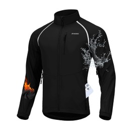 Men's Winter Cycling Jackets Thermal Warm Water Resistant Bike Running Windproof Fleece Cold Weather Mountain Biking Bicycle Riding Gear(Black,XXXL)