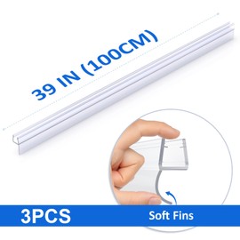 Yecaye 3 Pack Shower Door Seal,Shower Door Sweep,Frameless Glass Seal Strip for Side Door,Stop Leaks and Create a Water Barrier Guard (Side-3/8 x39)