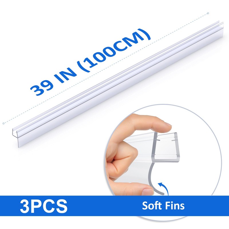 Yecaye 3 Pack Shower Door Seal,Shower Door Sweep,Frameless Glass Seal
