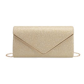 OUAYEMEL Women Clutch Shiny Sequins Evening Handbags Elegant Glitter Wedding Purses with Detachable Chain Bridal Crossbody Bag for Prom Party Cocktail, gold