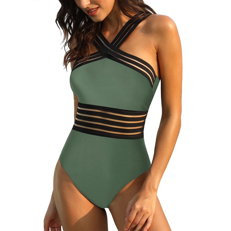 Mycoco Traje de baño de una Pieza con Cuello Alto