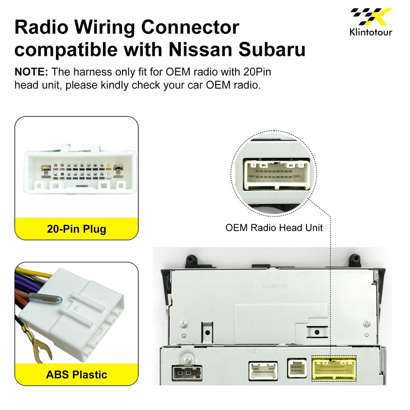 Aftermarket Radio Wiring Adapter Compatible with Nissan 2007-2013/Subaru 2008-2013, 16Pin