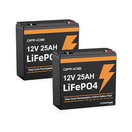 12V 25Ah LiFePO4 Battery, Up to 3000 Deep Cycles Rechargeable Lithium Battery with Built-in 20A BMS for Solar System, RVs, Power Wheels, Trolling Motors, Scooters, Camping (2 Pack)