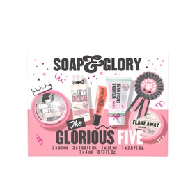 Soap & Glory The Glorious Five Gift Set - Righteous Butter Body Butter, Clean On Me Shower Gel, Flake Away Body Scrub, Vitamin C Face Wash, & Pillow Plumping Lip Gloss - Holiday Gift Sets