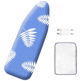 SheeChung 14x42 Inch Over-The-Door Ironing Board Replacement Pad/Cover,100% Cotton Iron Board Cover and Heavy-Duty Extra Thick Pad,Resists Scorching and Staining,Snug fit Ironing Board Cover