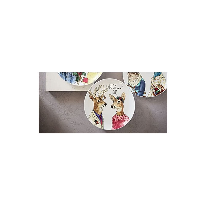 Dapper Animal - Couple Buck and Doe - Salad Plate