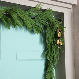 Newtay 2 Pcs 10 ft Christmas Norfolk Pine Garland with Adjustable Tension Rod Artificial Winter Front Door Garland for Xmax Decoration Door Party Holiday Window Home Decor