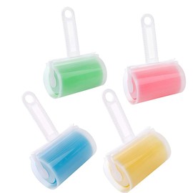 Washable Pet Hair Remover Lint,DBAILY 4pcs Reusable Lint Roller with Cover Lint Sticky Roller Brush Sucking Dust Hair Clothes Wool Dust Fluff Pet Hair （Red, Green, Blue, Yellow）