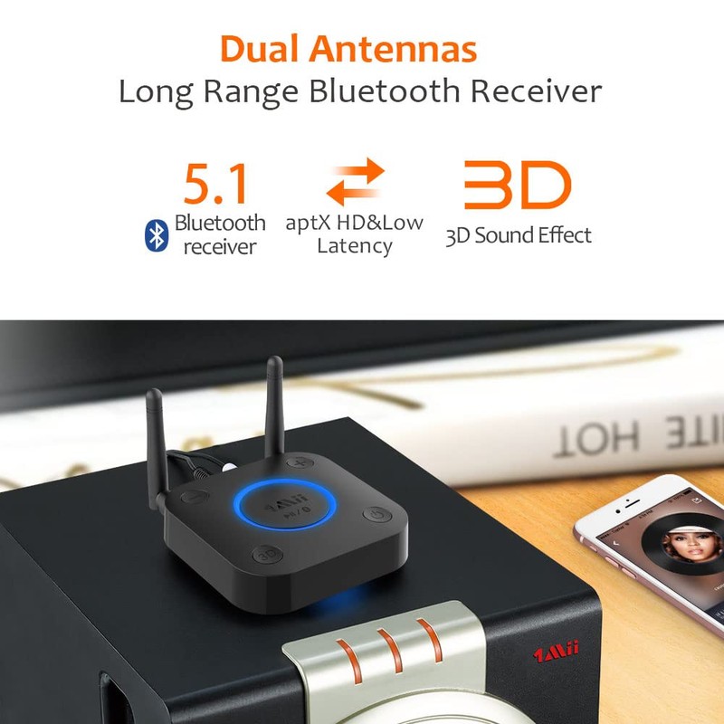 [Upgraded] 1Mii B06Pro Long Range Bluetooth Receiver, HiFi Wireless Audio