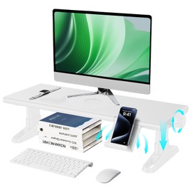 NIFBANG Computer Monitor Stand Riser for Desk,4.5-6.3 Inches Freely Height Adjustable with Cellphone Holder,Multi-Purpose Desktop Organizer Monitor Stands Riser for Computer,Laptop,Printer,TV (White)