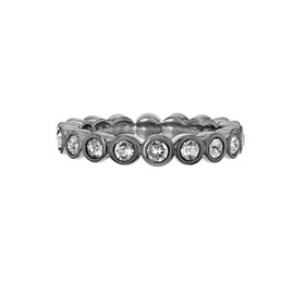 Tuscany Silver Black Rhodium Plated Rub Set White Crystals Ring - Size N