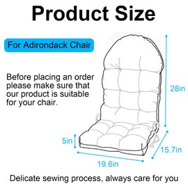 TYJTYDGF Adirondack Chair Cushion,High Back Rocking Chair Cushion,Thickened Patio Chair Pad for Indoor and Outdoor, Water Proof and Fade-Resistant (Light Blue)