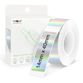 PARLAIM 14 X 40mm (1/2" x 1 1/2") Waterproof Thermal Label, 160pcs OEM Label Tape Replacement Roll for Label Maker Perfect for Home/Office/School, Holographic Sliver