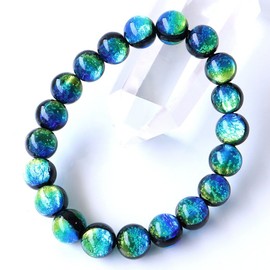 Gold Stone Luminous Keramarin Firefly Glass Bracelet, 0.4 inches (10 mm), Okinawa, Kerama Islands, Inner Diameter: Approx. 6.5 inches (16.5 cm), Glass