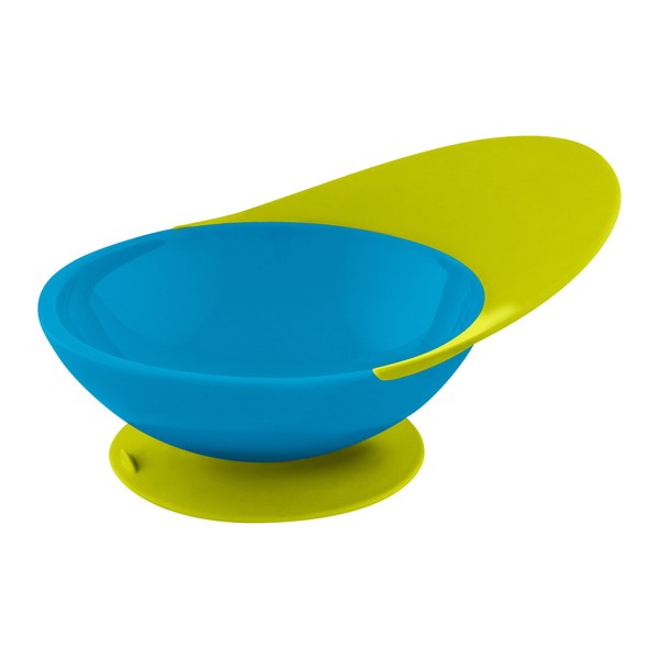 TOMY Boon Catch Bowl, Baby Weaning Bowl With Spill Catcher | Suction Bowl with Built-in Food Catcher | Ideal for First Time Self-Feeders, From 9,10,11,12+ Months, Blue and Green