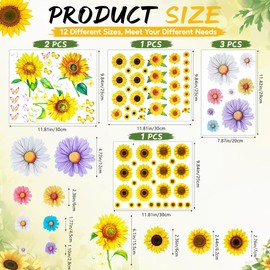 7 Pcs Sheets Wheelie Bin Stickers, Flower Dustbin Sticker Sunflower Sticker