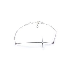 Cross Bracelet Horizontal 925 Sterling Silver