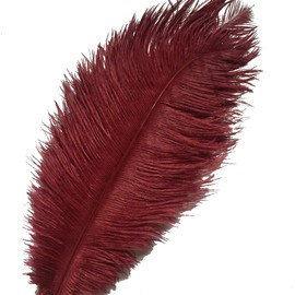 Sowder 10pcs Ostrich Feathers 12-14inch(30-35cm) for Home Wedding Decoration(Burgundy)