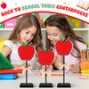 SmoothNovelty 3 Pcs Back to School Wooden Decor Apple Tiered