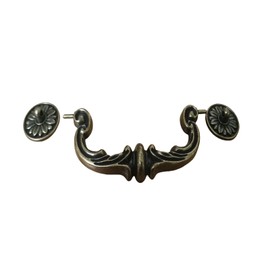 sckoten 4Pcs Vintage Drop Bail Pull Handles- 6 Inch Hole Center Antique Bronze Cabinet Drawer Pulls, Heavy Duty Zinc Alloy Rustic Dresser Handles for Kitchen, Wardrobe, Cupboard (7.4" Total Length)
