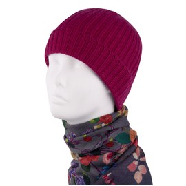 Classic Merino Wool & Cashmere Ribbed Hat, Skullies & Beanies, Warm Soft with Gift Box for Women and Men (Wool & Cashmere Ribbed, DEEP Plum)