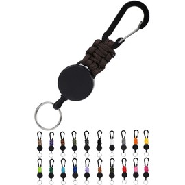 SasuGadget Retractable Keychain, Compact & Durable Key Reel with Carabiner, Strong Metal Wire for Keys, Badges, Card Holder, Fishing, and Kids’ Use, dark brown