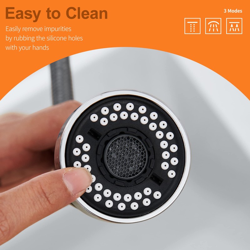 TIORIY Kitchen Faucet Head Replacement with 15 Adapters, 3 Function