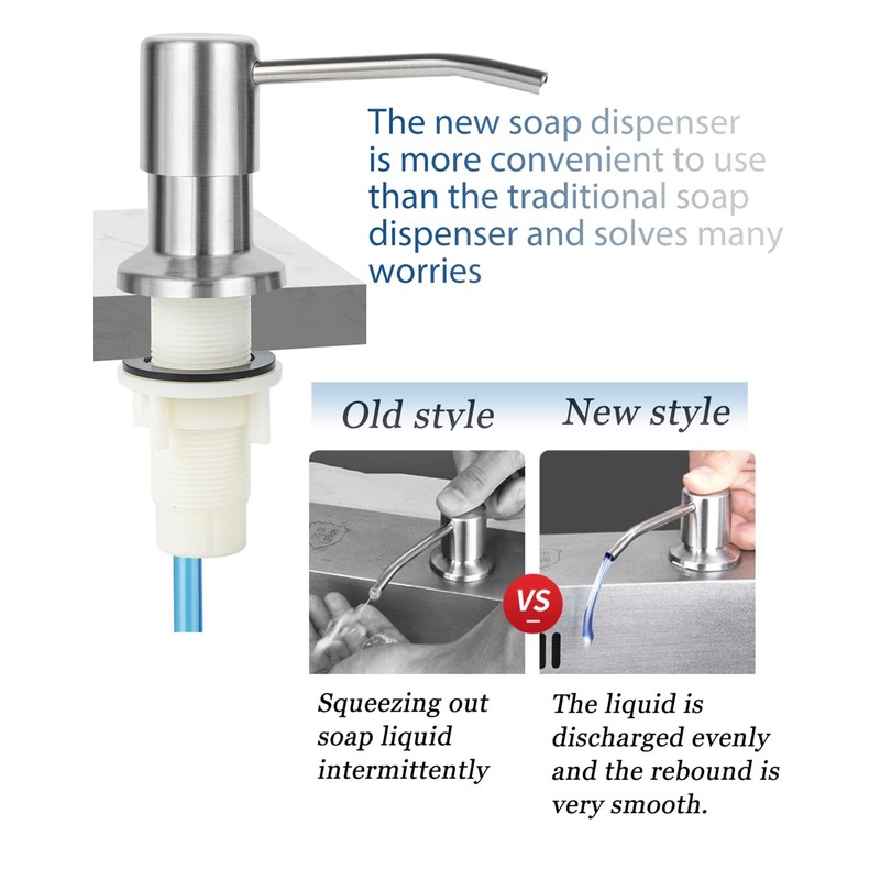 Kitchen Sink Soap Dispenser Pump - Stainless Steel Countertop Dish
